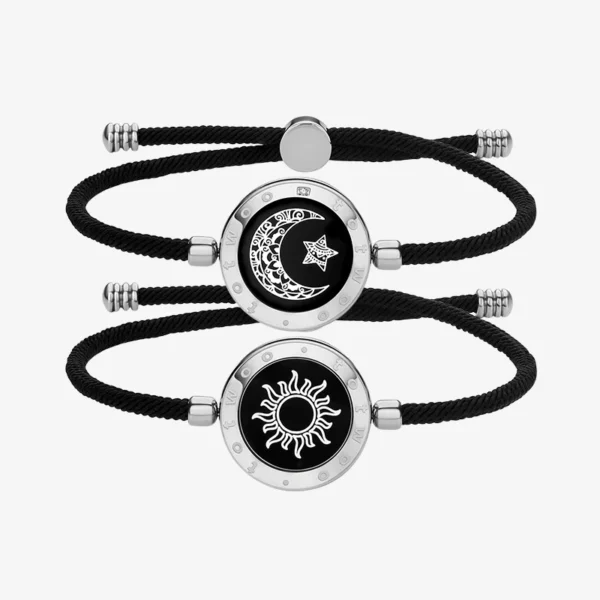 Sun&Moon Touch Bracelets with Milan Rope (Black+Brown)