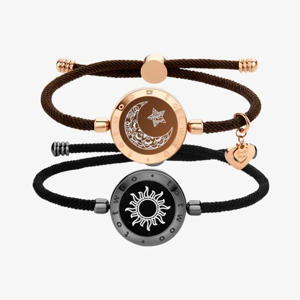 Sun&Moon Touch Bracelets with Milan Rope(Black+Black)